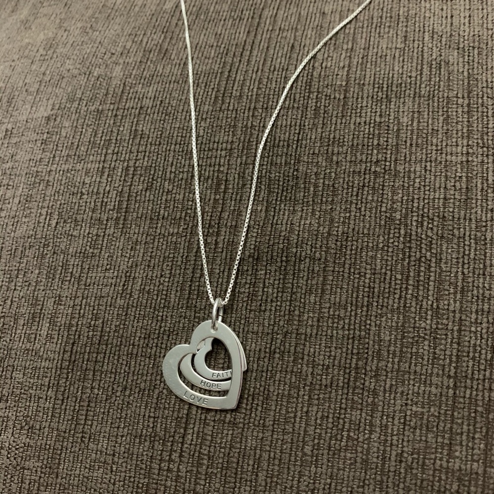 Sterling silver faith-hope-love necklace